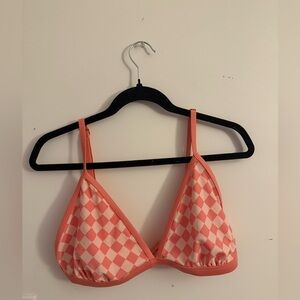 Kona Sol Pink Checkered Triangle Bikini and High Waisted Bottoms